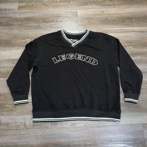 Legendary Rootz Black V-Neck Sweatshirt Mens L "Legend" Spell-Out
